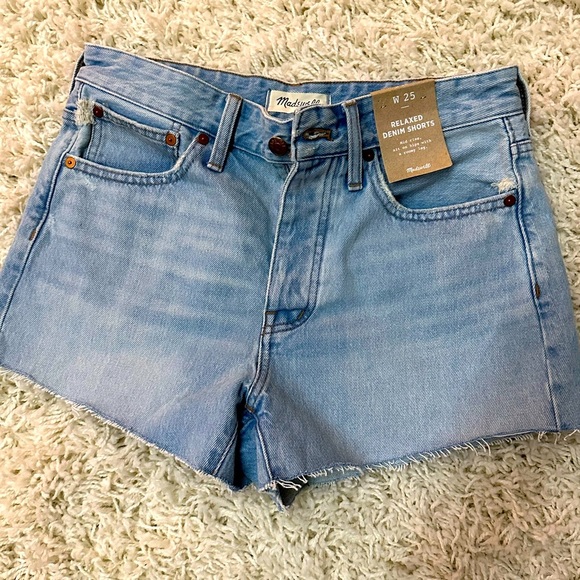 Madewell Pants - Madewell Relaxed Denim Shorts Raw Hem Women's Size 25 NWT